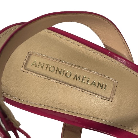 Antonio Melani Hot Pink Patent Leather Strappy Slingback Heels Sandals Sz 7.5 - Picture 8 of 10